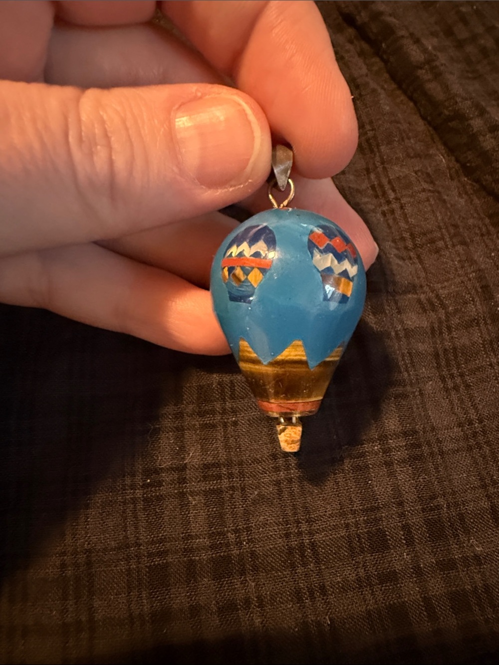 Hot Air Balloon Stone Inlaid Pendant